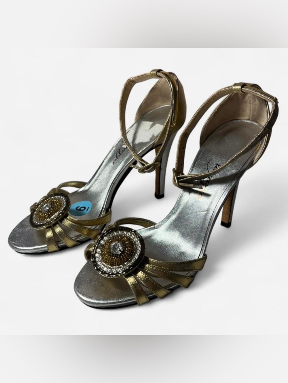 vintage silver and gold metallic heels